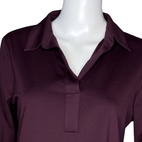 Chicos Shirt Womens Medium 1 Deep Purple Slinky Career Casual Office Work Travel - Picture 5 of 7